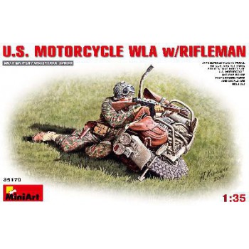 miniart ENSEMBLE MOTOCYCLETTE US TYPE WLA Avec SOLDAT US AU COMBAT 1/35