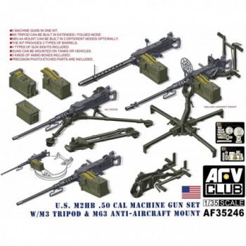 AFV Club M2HB 0.50cal Gun Set with M3 Tripod & M62 AA Mount 1:35 af35246