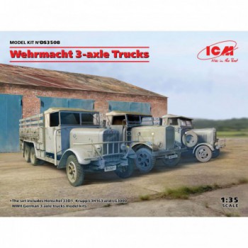 ICM Wehrmacht 3-axle Trucks Henschel 33D1 Krupp L3H163 LG3000 1/35 DS3508