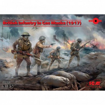 ICM British Infantry in Gas Masks 1917 4 figures 1/35 35703