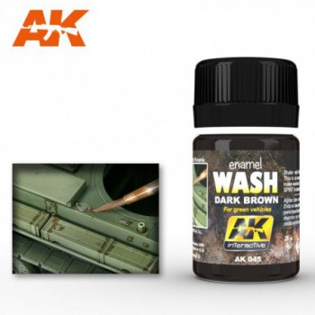 AK interactive DARK BROWN WASH FOR GREEN VEHICLES AK045