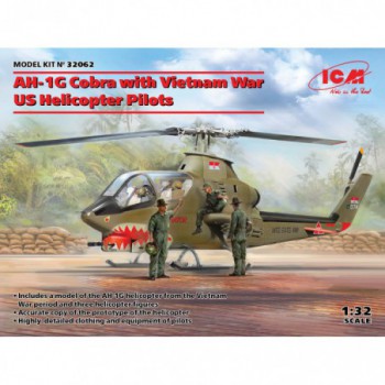 ICM AH-1G Cobra with Vietnam War US Helicopter Pilots 1/32