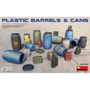 miniart  PLASTIC BARRELS & CANS 1/35