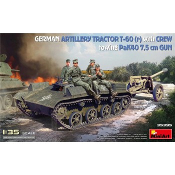 miniart GERMAN ARTILLERY TRACTOR T-60(r) & CREW Towing PaK40 GUN 1/35 35395