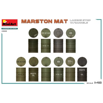 miniart MARSTON MAT LANDING STRIP W/BARRELS 1/48 49019