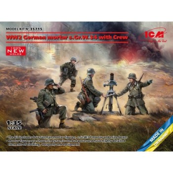 ICM WW2 GERMAN MORTAR GRW 34 W.CREW 1/35 35715